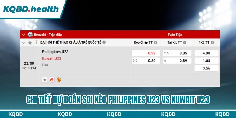 Thông tin bảng kèo Philippines U23 vs Kuwait U23