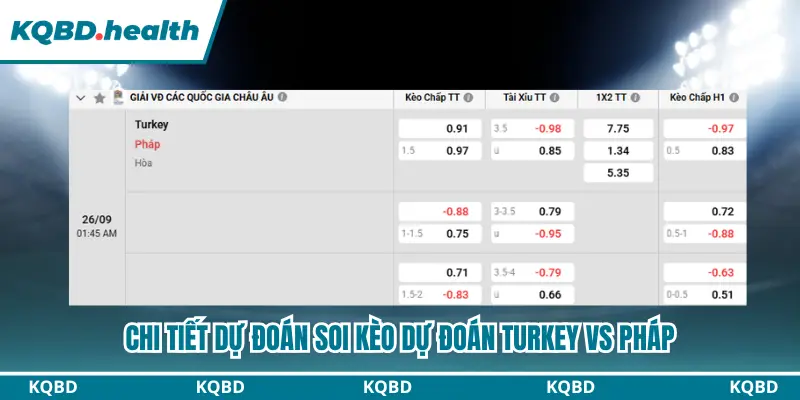 Tổng kết dự đoán Turkey vs Pháp theo bảng kèo chi tiết